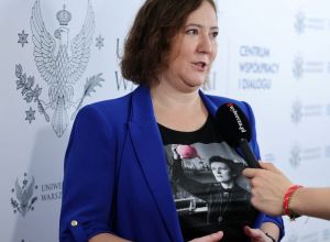 Maria's interview for Wyborcza - 2025 Nobel Week (Fot. Krystian Szczęsny/CWiD UW)